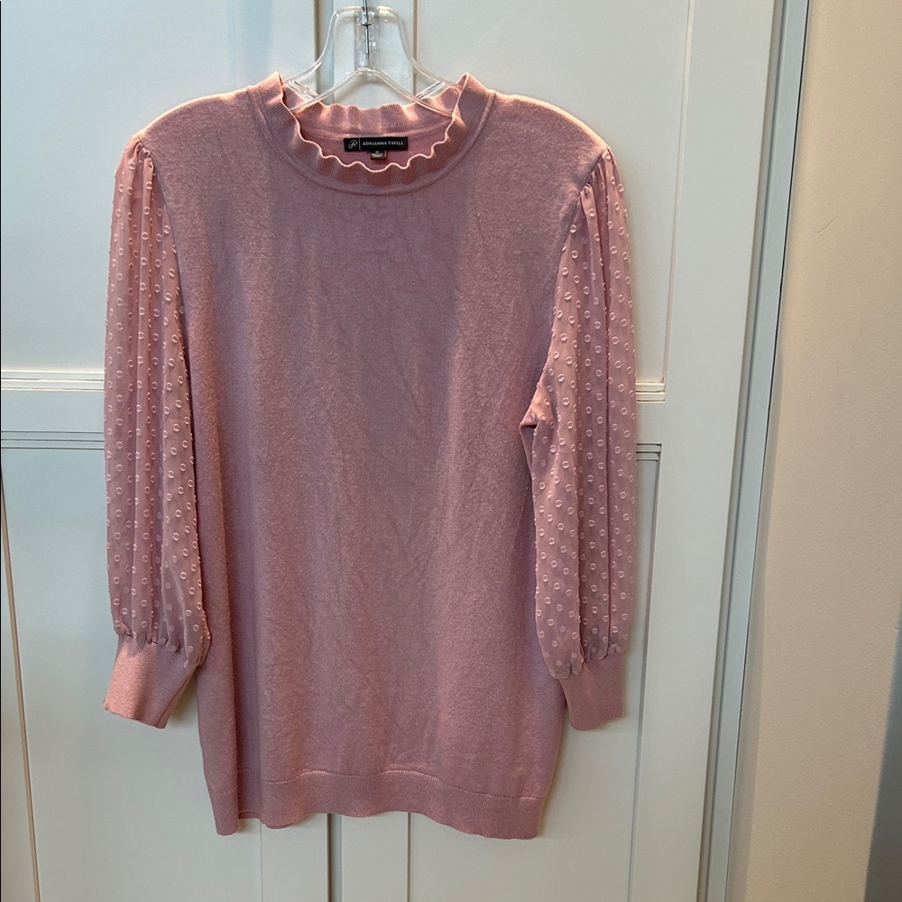 Adrianna Papell Pink Sweater with Textured Sleeves